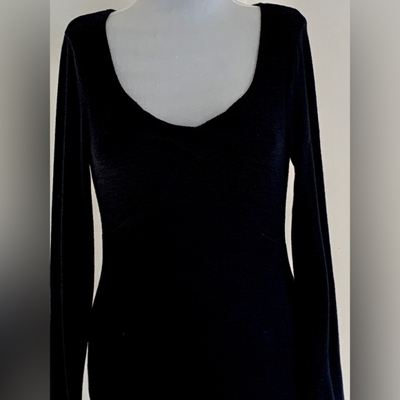 Abercrombie & Fitch Long-Sleeved Soft A & F Cozy Twist Bodysuit Blue Black Knit - Picture 4 of 17